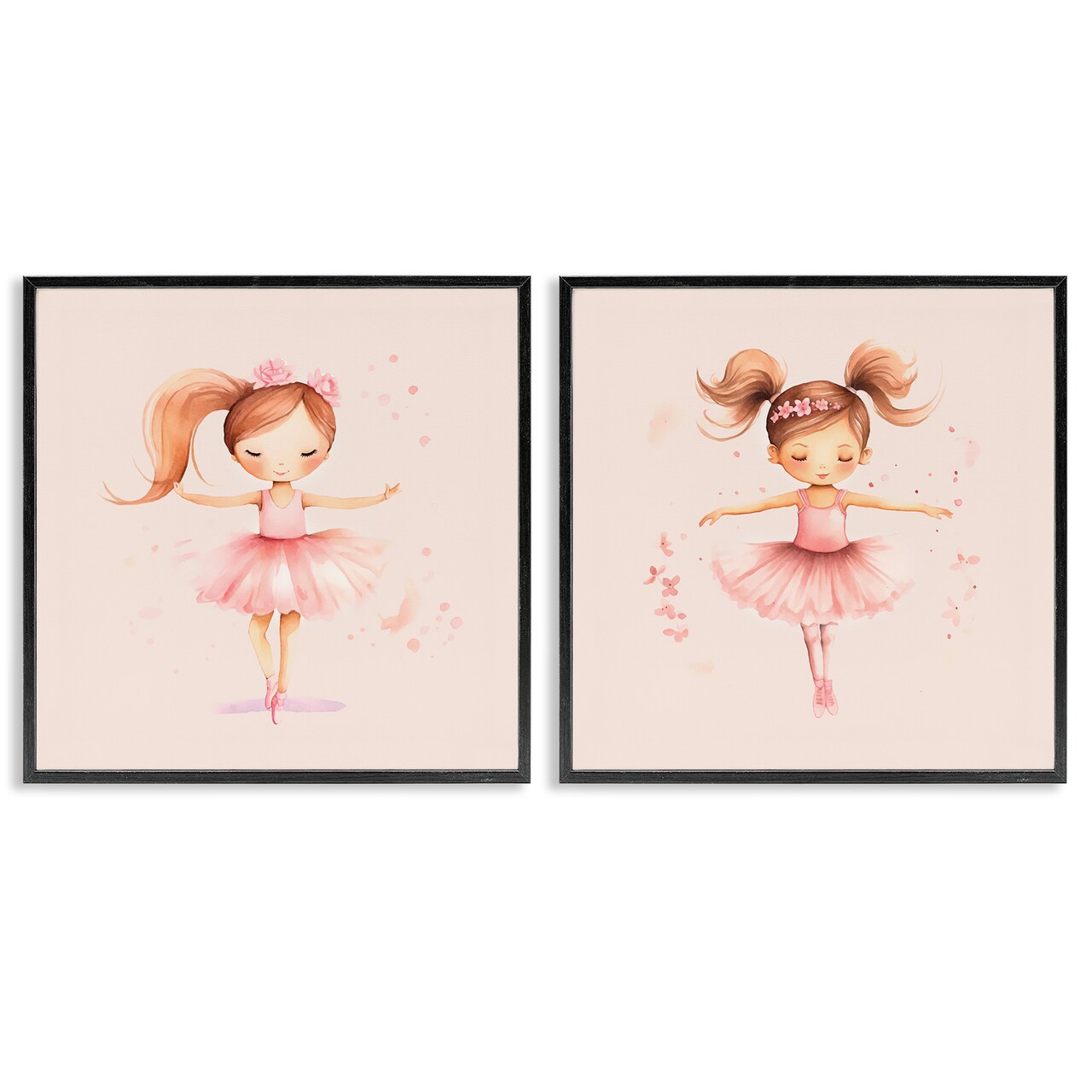 Stupell Industries Little Ballerina Dancers 2pc Framed Giclee Wall Art Set Design by Andrea Haase